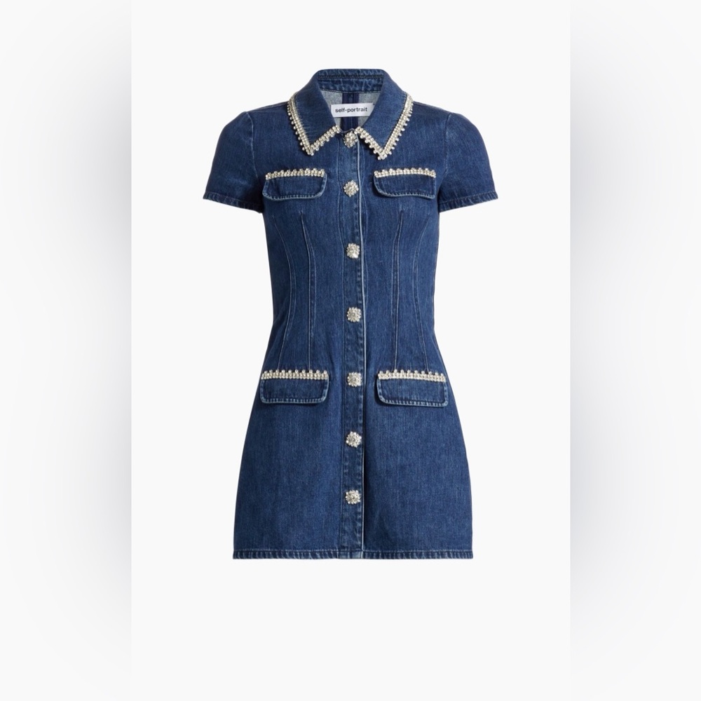 Self-Portrait Blue Denim Mini Dress Sz UK10/US6